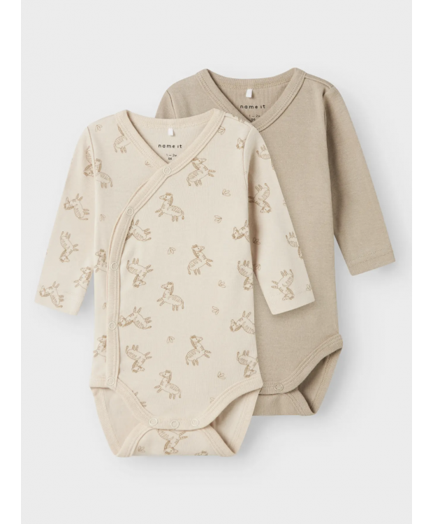 Name It 2-pak slå-om-bodystockings med zebraprint til baby