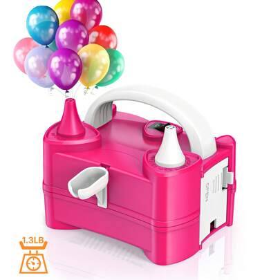 Bärbar elektrisk ballongpump, 220V-240V 400W elektrisk ballongpump, lämplig för uppblåsning av festballongdekorationer - Skrikrosa (En-Storlek)