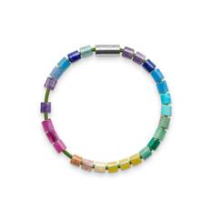 Black Sun RAINBOW WARRIER armbånd i nylon og perler m. sølvlås