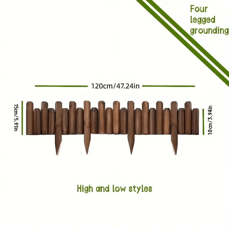 4-pin Outdoor Flexible Wooden Garden Fence, Yard Lawn Flower Bed Border Decoration, Weather-resistant Solid Wood Landscape , Gardening Edging