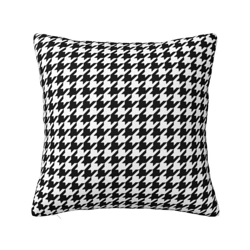 Specialdesignade Schackrutiga Svartvita Hundtandsmönstrade Kuddfodral för Soffa Geometriskt Hundtandsmönster Lyxigt Kuddfodral Mjukt Kuddfodral
