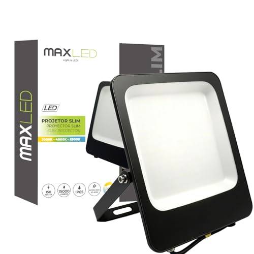 Maxled, Light is Led! LED Strålare Utomhusbruk 150W Strålkastare 3000K-6500K 15000LM Väggarmaturer Utomhusbruk IP65 Vattentät Strålkastares för Bakgård Trädgård Garage Idrottsplats Gård