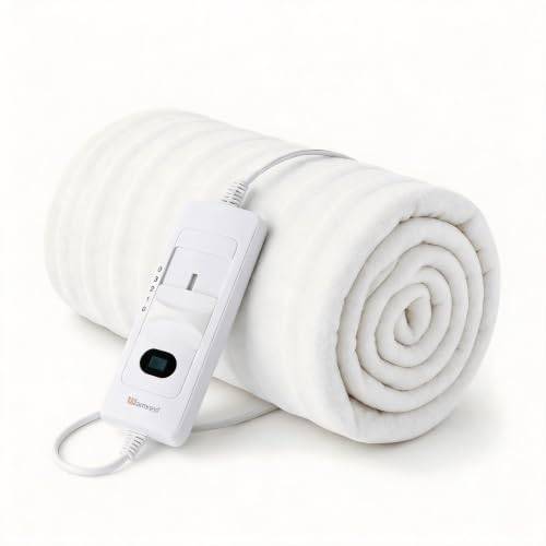 Warmrest Elektrisk värmefilt på 80 x 150 cm, 3 temperaturnivåer, automatisk avstängning och överhettningsskydd, maskintvättbar, 1-sitsig madrassuppvärmning