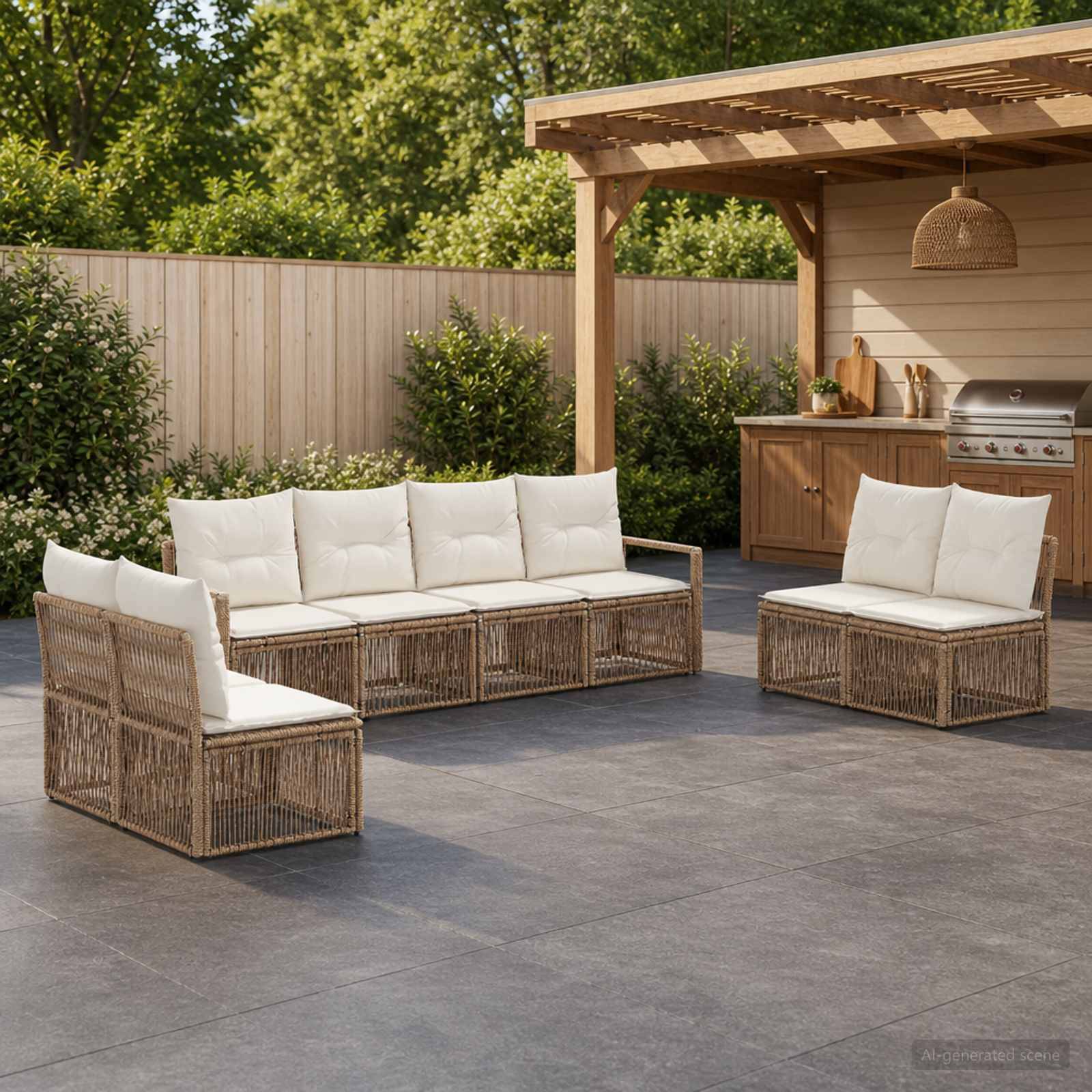 vidaXL Havesofa Sæt 8 stk. Beige polyrattan