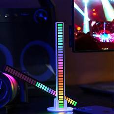 1 st. Dekorativ Lampa RGB Synkron Rytm Lampa Färgrik Musik Atmosfärens ljus Bil Skrivbord Avkänning Lampa Led Plocka upp Lampa Gaming E-sport Partner - Multifärgad (vitt skal,svart skal)