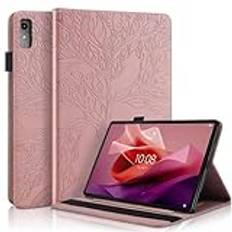 Succtopy fodral för Lenovo Tab P12 12,7 tum 2023 folio flip PU-läder skyddande fodral Lenovo Tab P12 2023 pennhållare stående plånbok fodral surfplatta fodral Lenovo Tab P12 12,7 tum 2023 roséguld