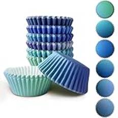 Gcardist Mini muffinsformar cupcake-mugg 300 stycken blå matkvalitet toning design muffinspapper bakformar cupcake-fodral (liten storlek)