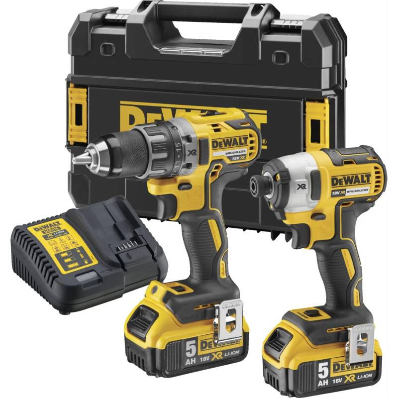 Dewalt 18V XR kulløs sæt med boremaskine og slagskruetrækker inkl. 2 x 5Ah batterier – DCK268P2T-QW