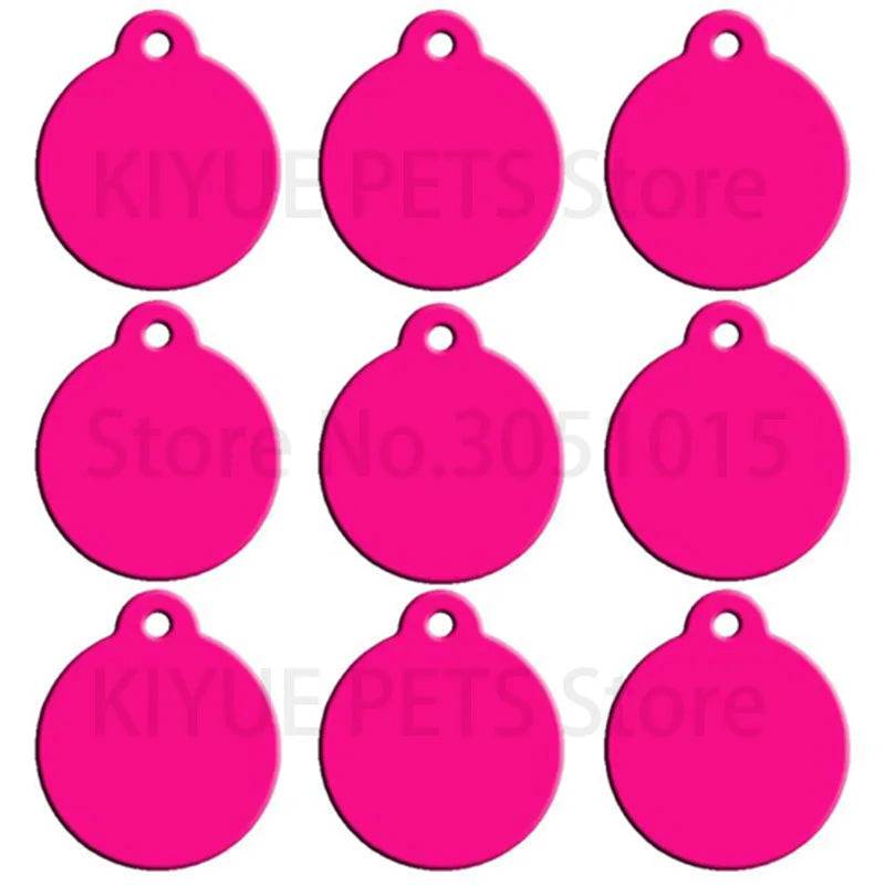 Personalised Laser-Engraved Pet ID Tags – Aluminium Round Pendants, Pack of 100 - Rose Red / 25x23x1mm (25x23x1mm)