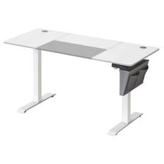 Justerbart skrivebord, 60x140 cm, hvid/grå