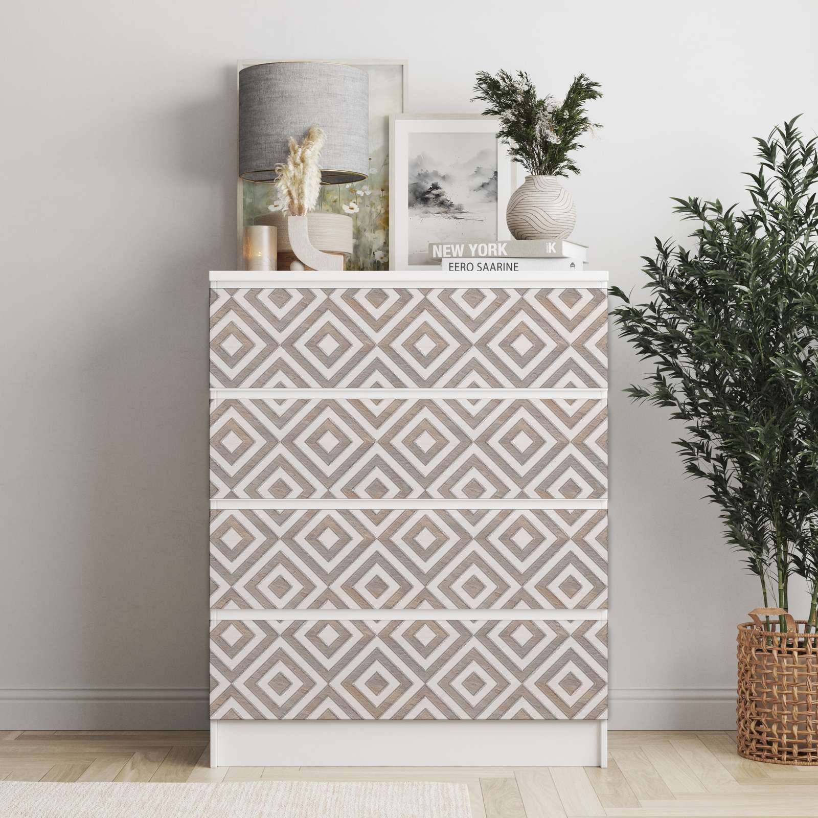 Självhäftande klistermärken – Ikea Malm Dekaler / Välj storlek / Natur Diamant