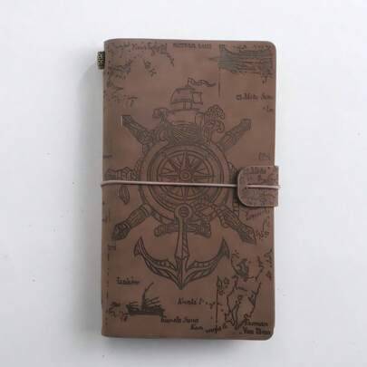 Vintage A6 påfyllningsbar anteckningsbok i mjukt läder, piratstil, resedagbok, retro, lösbladig dagbok, planerare, brevpapper, för skolan, kontorsarbe - Multi-color (A6)