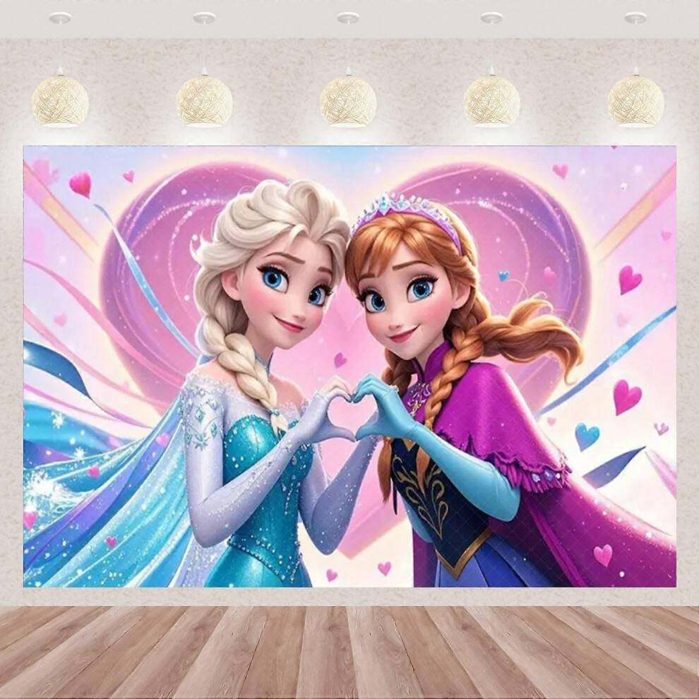 (120x90cm) Disney Frozen Elsa Anna Princess Theme Backdrop Frozen Happy Birthday Party Decoration Baby Shower Supplies Photo Prop Girl Gift