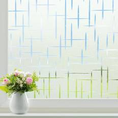 Homein Fönsterfilm, statiskt självhäftande, 90 x 300 cm, frostad glasfilm, badrumsfilm för duschkabin, mjölkglas, ogenomskinlig insynsfilm, för glasdörrar och badrumsfönster, med stjärnor och kors