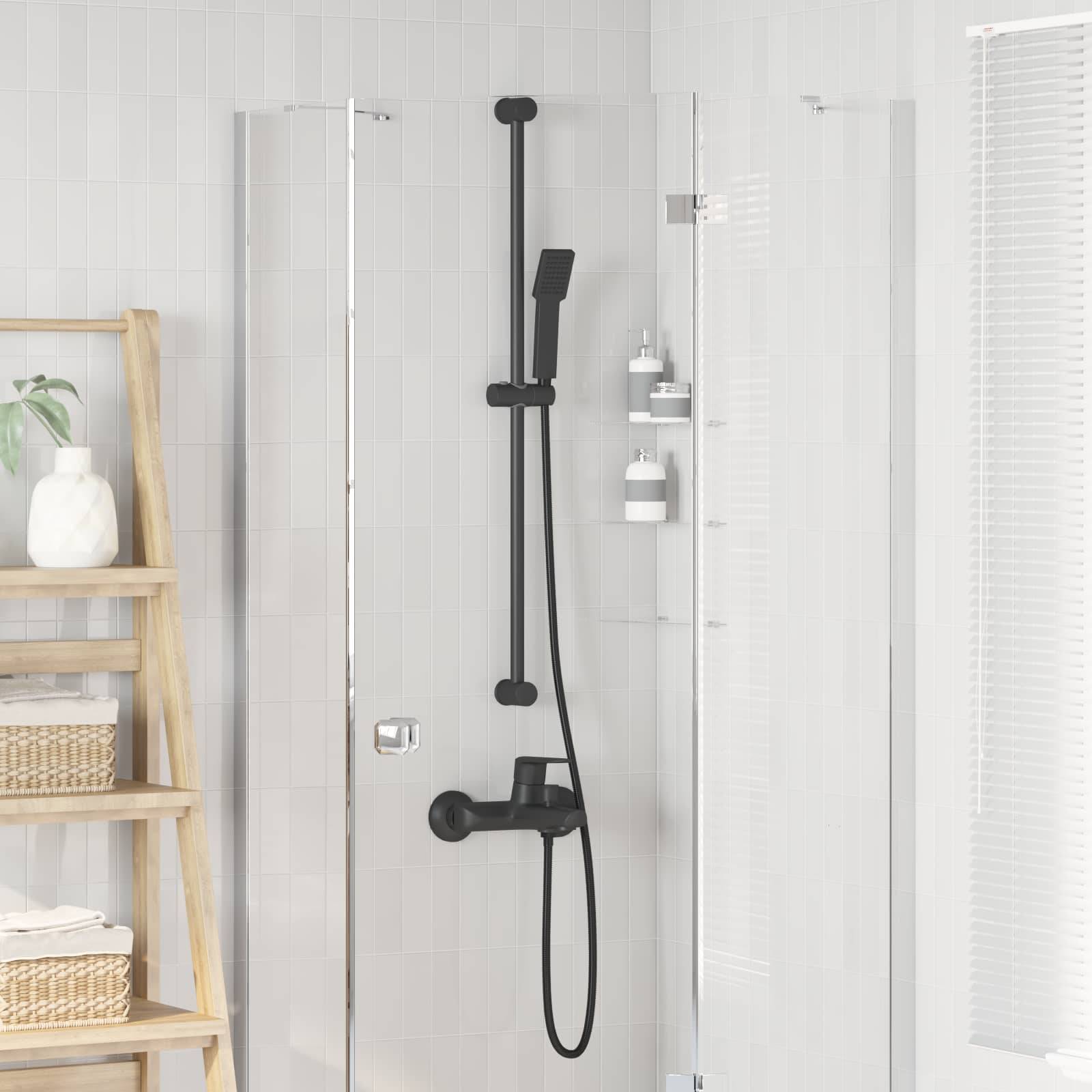 vidaXL Duschhuvud Set Svart 150 cm Rostfritt stål