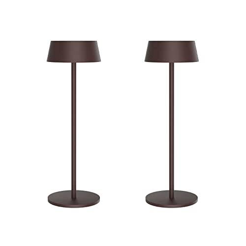 K-Bright 2 Stück LED Akku Tischleuchte 32.5cm aus Aluminium Rostrot