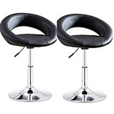 Furniture Pub Stool Set of 2 Adjustable Bar Stools, Swivel Chairs with Back,Round Stable Base/Black-Backrest B PenKee