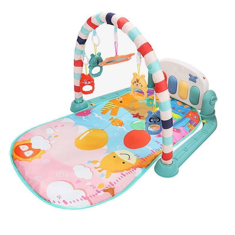 Baby lekmatta baby gym leksaker 0-12 månader mjuk belysning skallror musikaliska leksaker baby leksaker spela piano gym - Röd