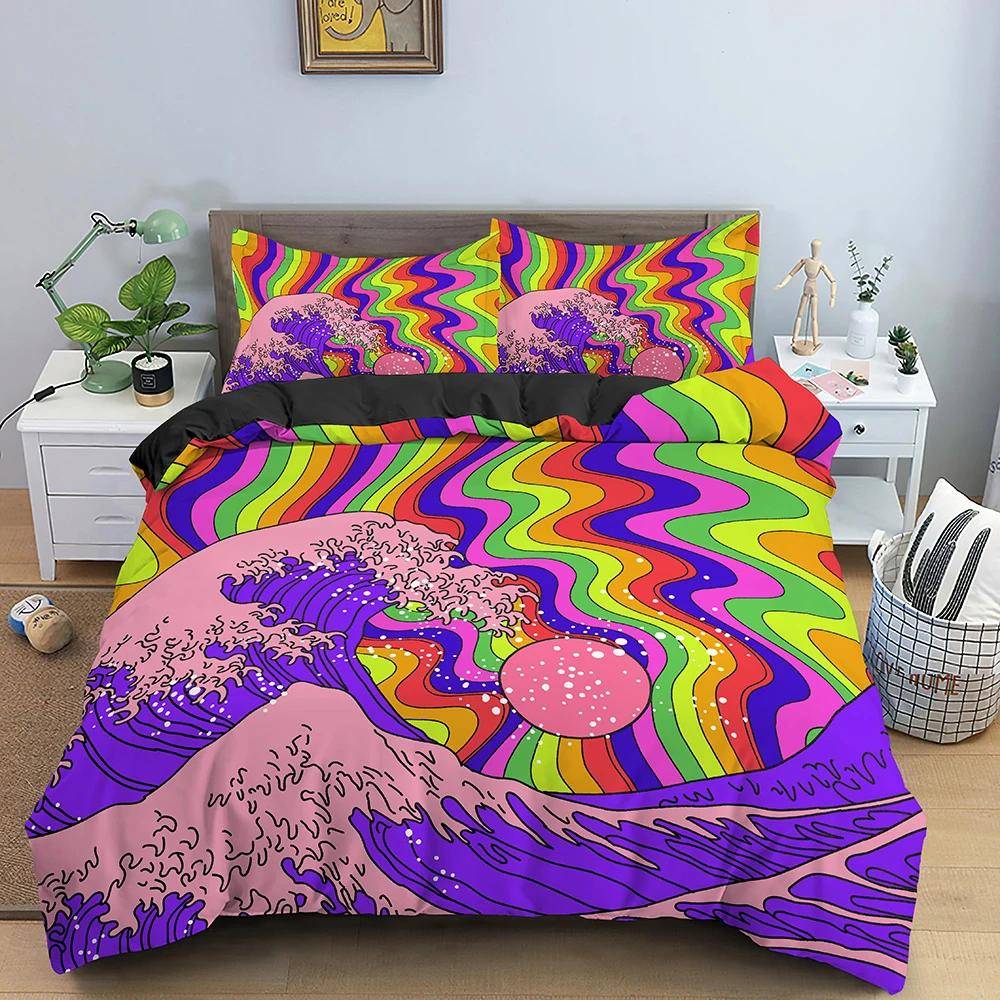 Leksakstryck Sängklädesset Prick Byggklossar Täcke Örngott Barn Pojke Sängöverkast Färgglada Klossar Spel Sänglinne Påslakanset 140x210cm 2pcs