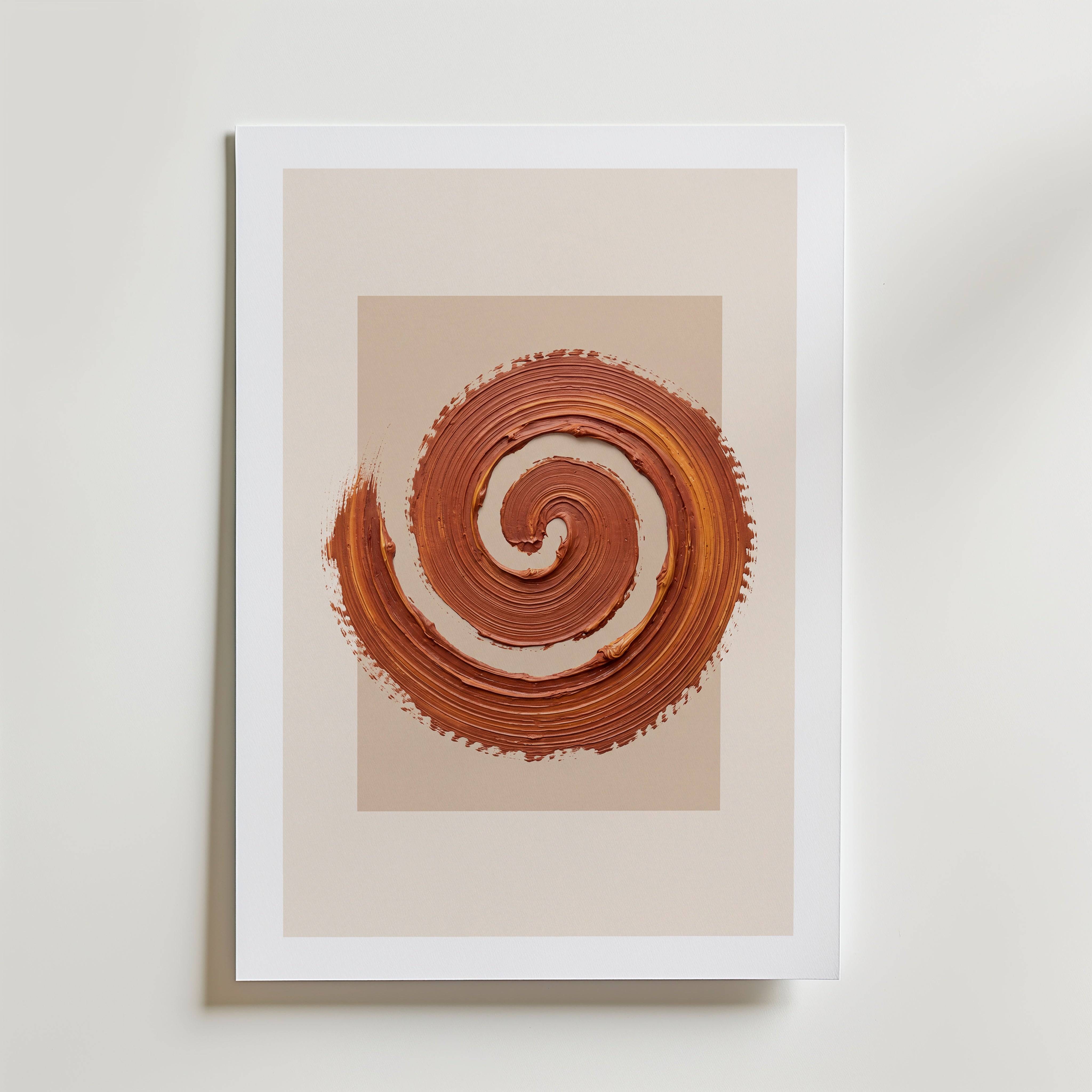 Terracotta Spiral Poster - Premium Canvas 70x100 cm Med passepartout