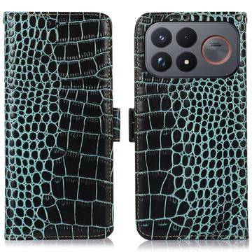 Xiaomi Redmi K100 Pro Max/Poco F9 Ultra Crocodile Serie Läder Plånboksfodral med RFID - Grön