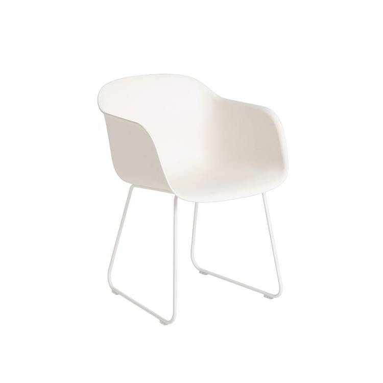Muuto Fiber Sled Spisebordsstol Vit Armstöd