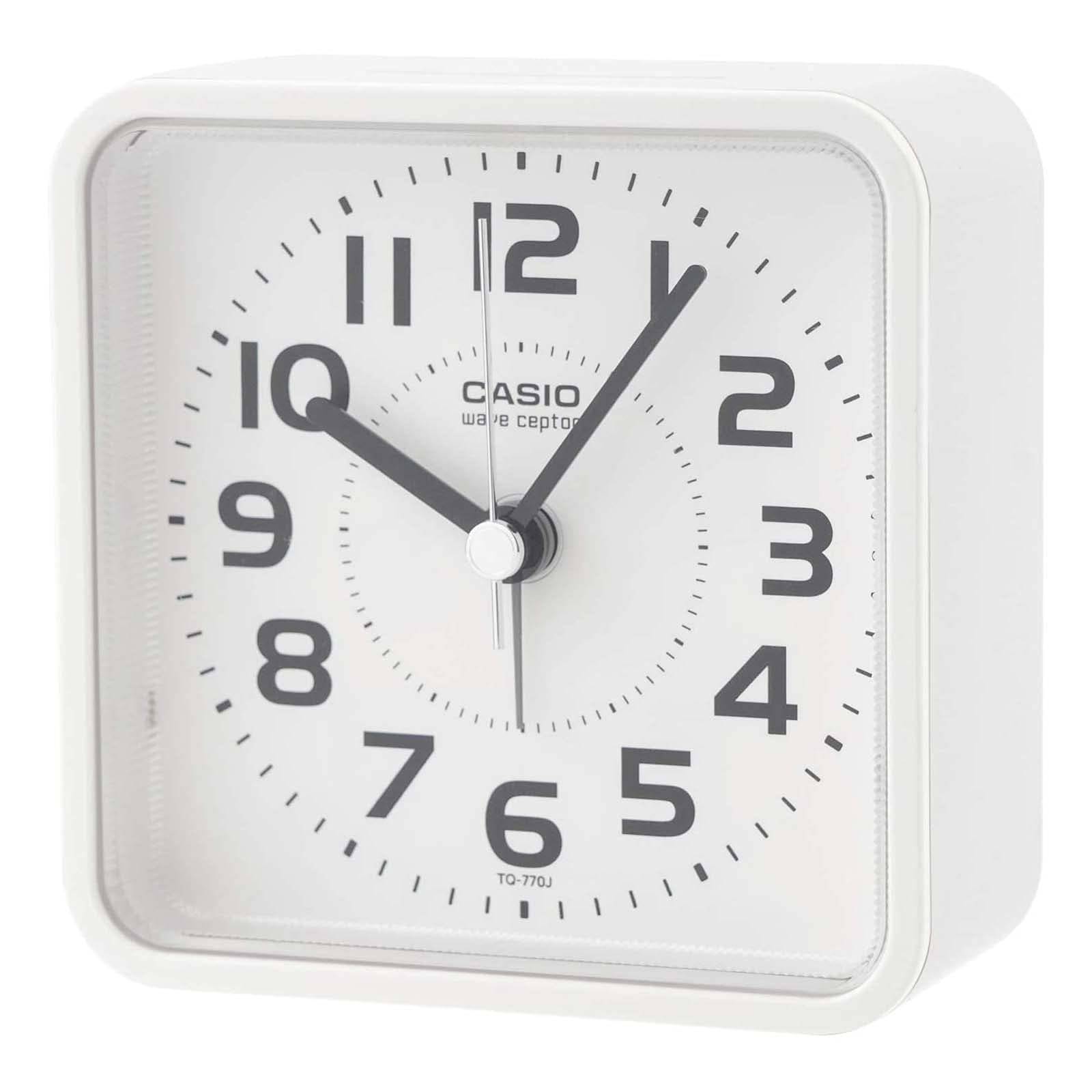 CASIO Alarm Nighttime Stop Second Snooze and Clock, Radio-Controlled, White, Analog, Hand, Function, Light, TQ-770J-7JF