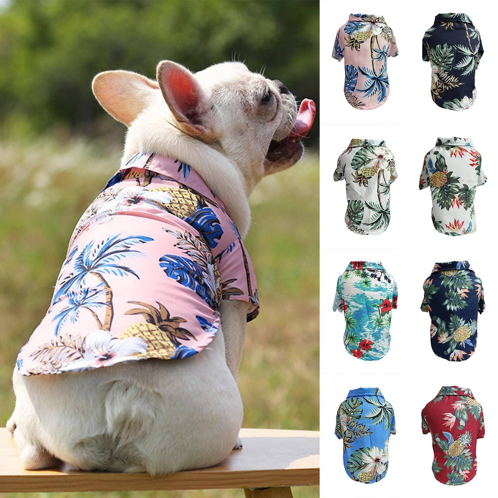 Hawaiian Pet Dog T Shirts Dog Summer Beach T-Shirt Vest For Dog röd