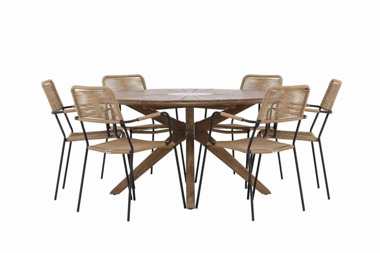 Rosario & Lindos - ø140 cm med 6 stolar - Matgrupper utomhus