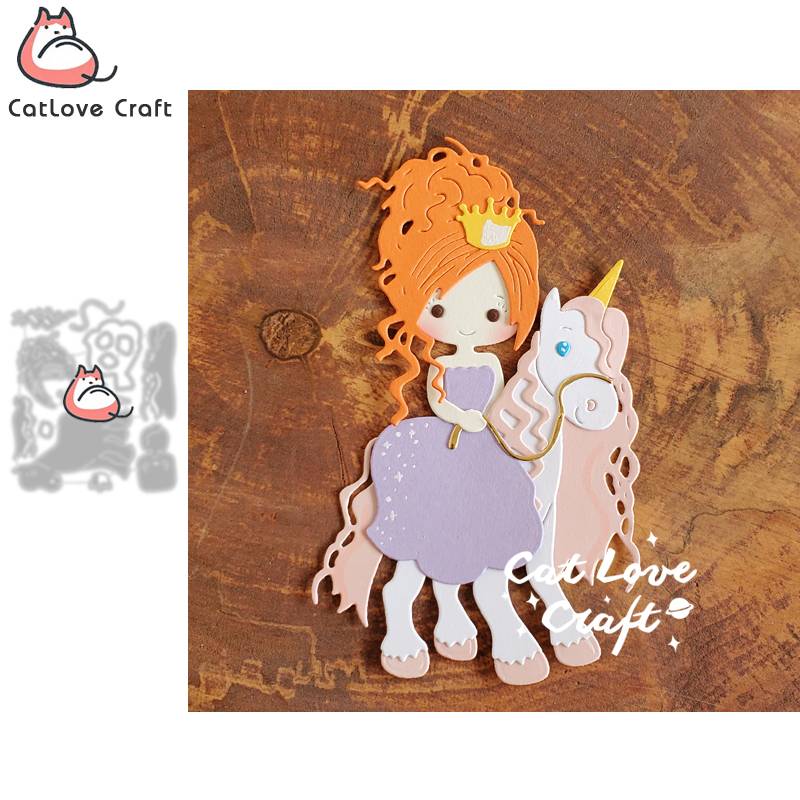 Catlove Princess on horse Metal Cutting Dies Scrapbooking Mold Stencil Die Cut Card Making DIY Craft Embossing New Dies For 2022