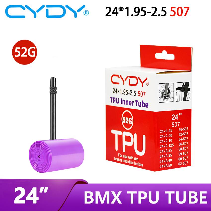 CYDY TPU Bicycle Inner Tube Camer 24" 507 24x1.95 2.0 2.125 2.25 2.35 2.4 2.5 Inch Valve 45mm BMX Bike Tire Pneu Cycling Tyre