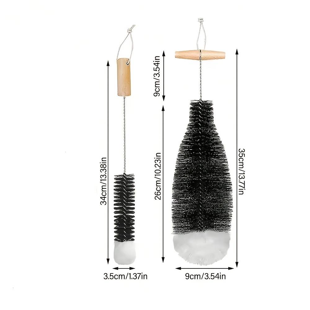 1/2pcs Wood Handle Bottle Brush, Glassware Jar Cleaner, Kitchen Cleaning Tool, Beverage Bottle And Cup Cleaning Brush