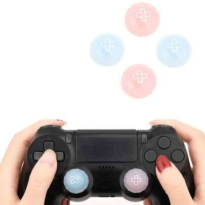 4 st silikon tumgreppsskydd för Joy-Con-kontroller med manetdesign - puderblå (PS4/PS5/Switch Pro)