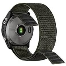 YOOSIDE 22 mm Loop nylonarmband för Fenix 6/Fenix 5/Fenix 7/EPIX 2, ultralätt snabbtorkande band, tvättbart klockarmband för Garmin Forerunner 955, Instinct 2 Solar (mörkgrön)