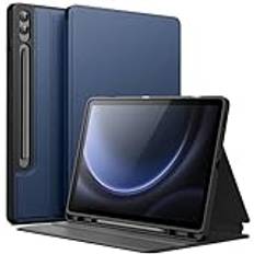 JETech Fodral för Samsung Galaxy Tab S9 FE+ / S9 FE Plus 12,4 Tums med S Pen Pennhållare, Smal Folio Stativ Skyddande Tablet Skal Case, Flera Betraktningsvinklar (Marinblå)