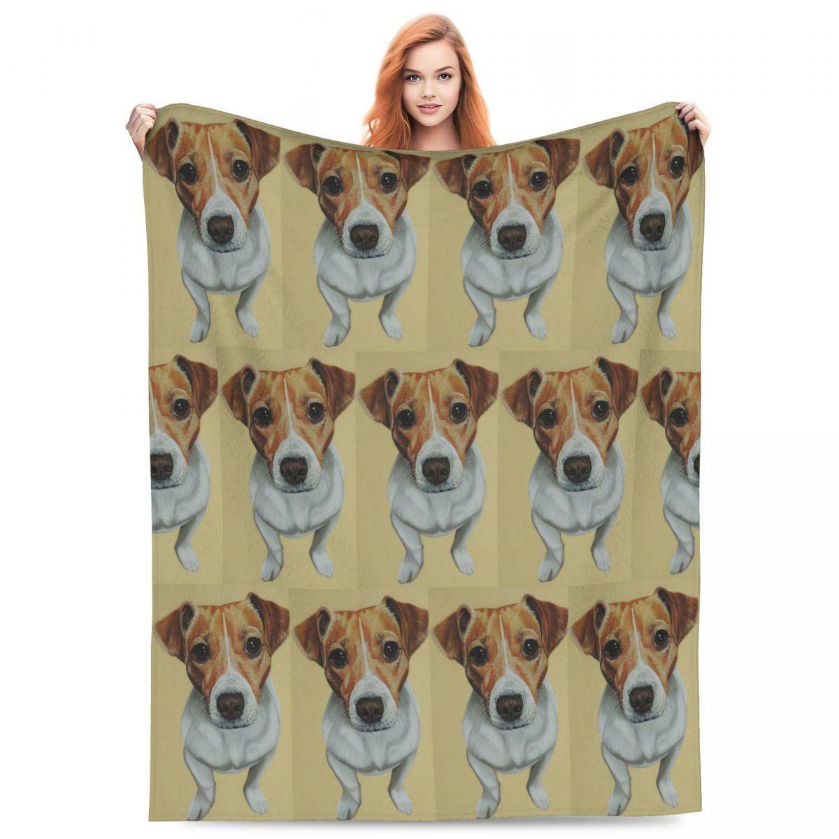 Himmel Jack Russell Terrier Hundfiltar Mjuk Varm Flanellpläd Sängkläder för Säng Vardagsrum Picknick Resa Hem Soffa