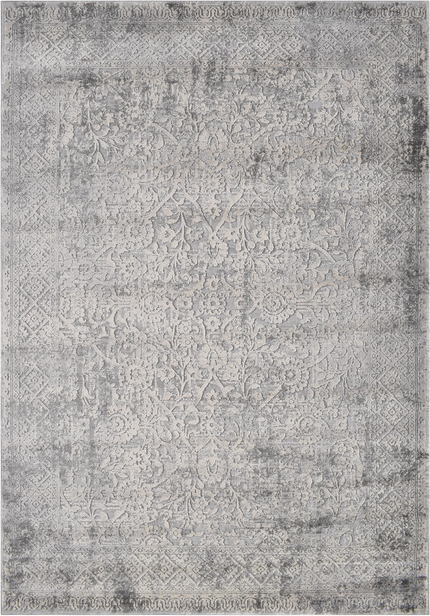 Gulvtæppe Loomery Invista 160x230 cm grå varmefikseret polyester med vintage-inspireret mønster.