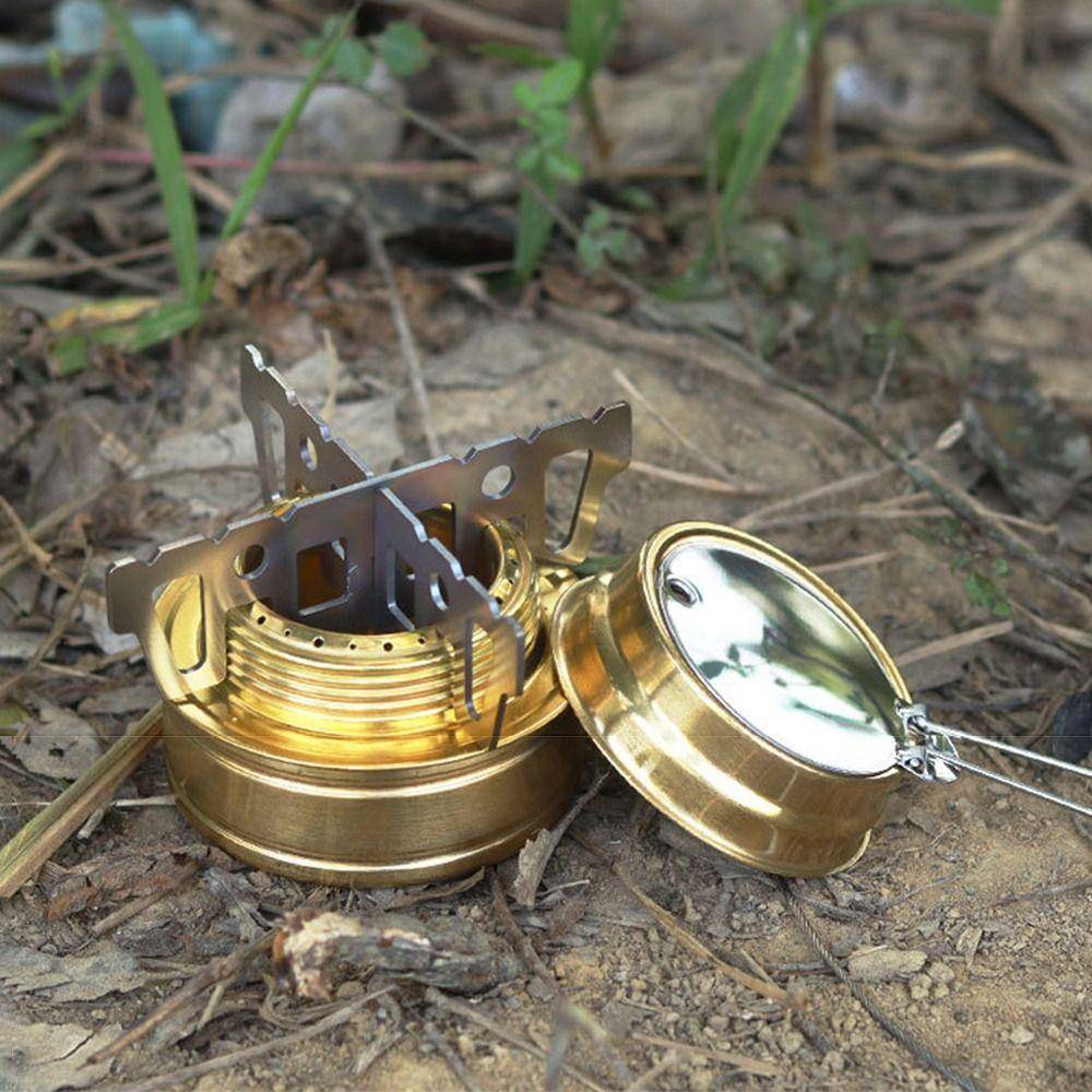 Mini Stainless Steel Camping Stove Windproof Cross Rack Alcohol Stove  Hiking