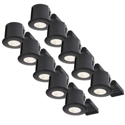 Nordtronic Quick Spot G2 indbygningsspot, GU10, 230V, LED (rund), sort (mat) - 10 pak
