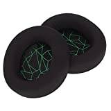 Ersättnings Öronkuddar för SteelSeries Arctis 3 5 7, för Arctis 9, Memory Foam Öronkuddar, Protein Leather Over (Svarta öronkuddar med grön silk screen)
