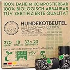 HUND ÄR KÖNIG® hundbajspåse biologiskt nedbrytbar [270 st.] 100 % komposterbara bajspåsar för hundar biologiskt nedbrytbara – slitstarka hundbajspåsar rullar | hundpåsar lukt- och ogenomskinliga