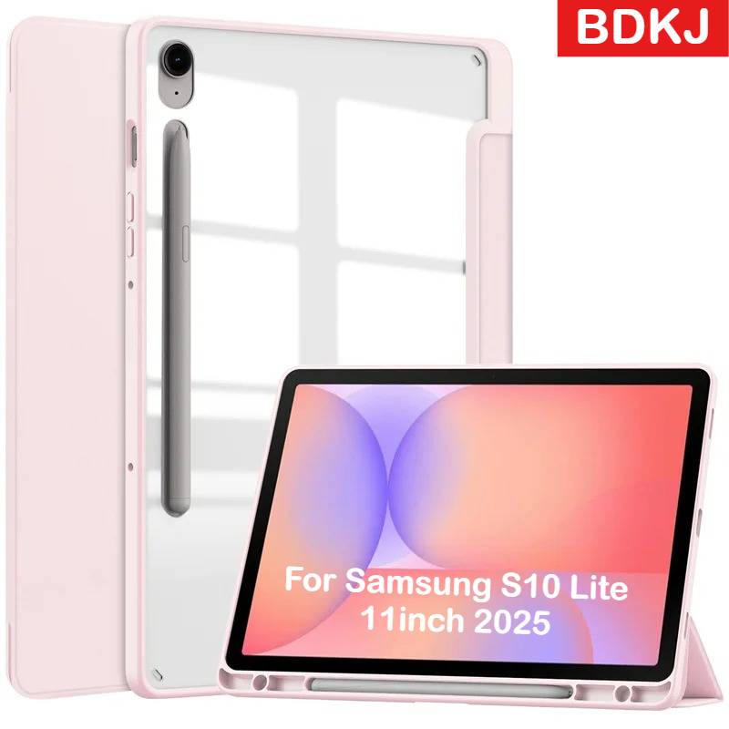HD Acrylic Case for Samsung Galaxy Tab S11 S10 Lite FE Plus 2025 SM-X400 SM-X406B S9 S8 Ultra with Pencil Holder Protecfor Cover