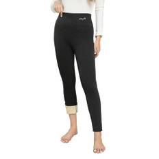 UMIPUBO Fleecefodrade damleggings, termiska tights, vinter, tjocka stretchiga leggings, hög midja, plysch, varma ribbade, slim fit, byxor för damer, Svart, L