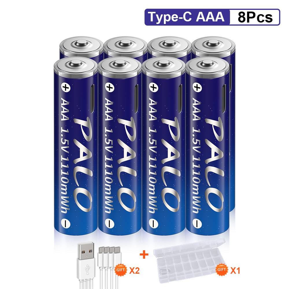 PALO 1.5V AAA 1110mWh USB Rechargeable Li-ion AAA Battery 1.5V lithium AAA  batteries for Remote Control Mouse Toy+Cable