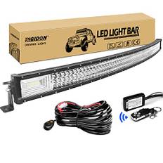 RIGIDON 130 cm 52 tum 675 W böjd led ljusstång med 12 V stroboskop ledningsnät kit, LED-ljusstång, dimljus för offroad fordon bil lastbilar 4 x 4,6 000 K
