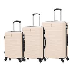 CELIMS Lätta resväskor, godkända av 100+ flygbolag, för självsäker resa, Beige färg, Set 3 Pièces
