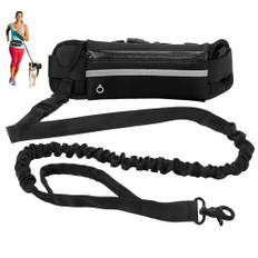 Omnikryp Joggingkoppel hundar, elastisk handsfree 160–220 cm, frihandskoppel hundkoppel med bältesväska, löpbälte hundkoppel med reflekterande ränder, för hundar för löpning, jogging, vandring