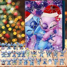 Lilo & Stitch Julekalender med 24 figurer - Tegnefilm Legetøjs Ornament Nedtællingskalender - sz3 B
