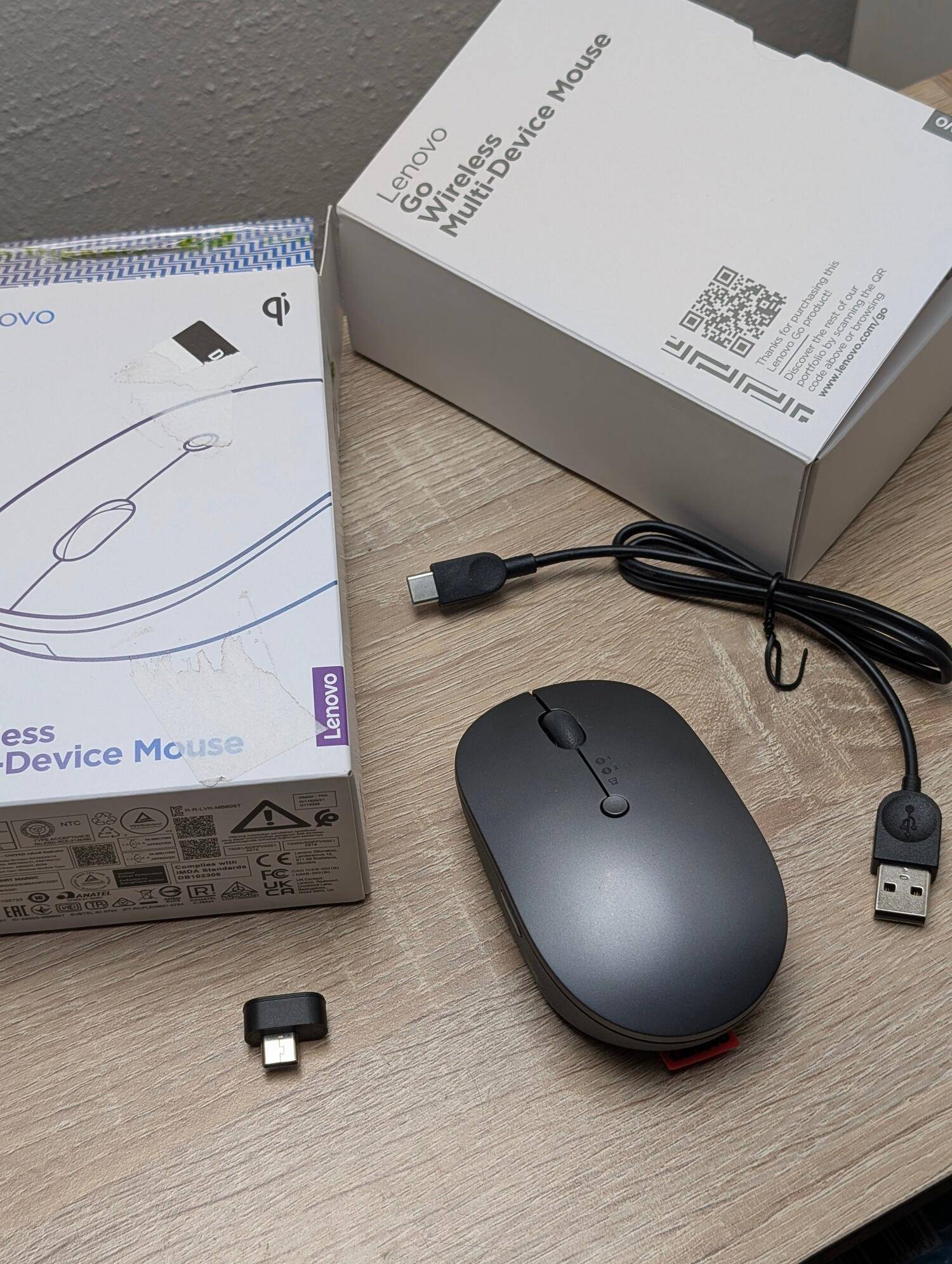 Lenovo Go Wireless Multi-Device Mouse (Storm Grey) - Brugt op til 30 dage.