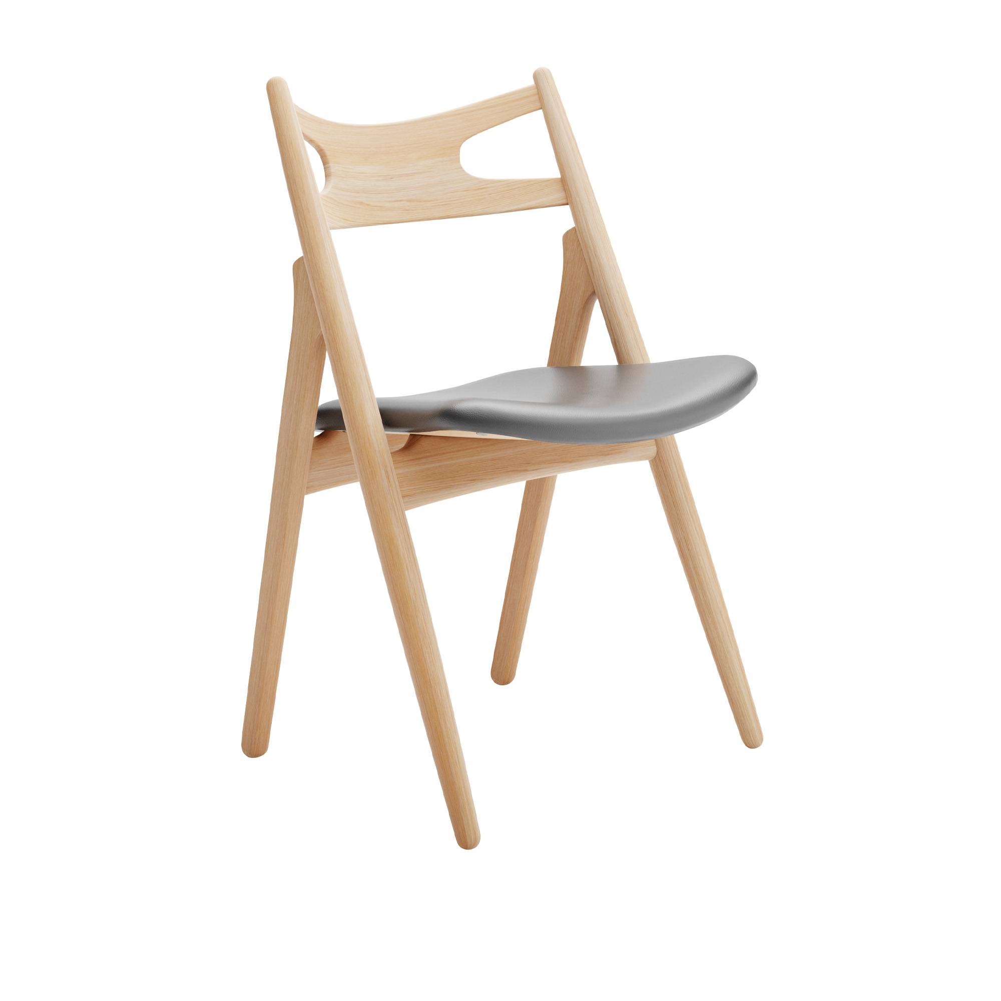 Carl Hansen - CH29P Sawbuck Chair, Oljad Ek, Lädergrupp B Thor - 359 - Spisebordsstole - Hans J. Wegner - Træ farvet - Læder/Træ
